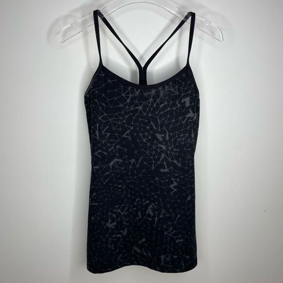 Lululemon Tank Lot Power Y &‎ Crew Built In Bra Top 4 6 Gray Black Workout Gym - Picture 5 of 11
